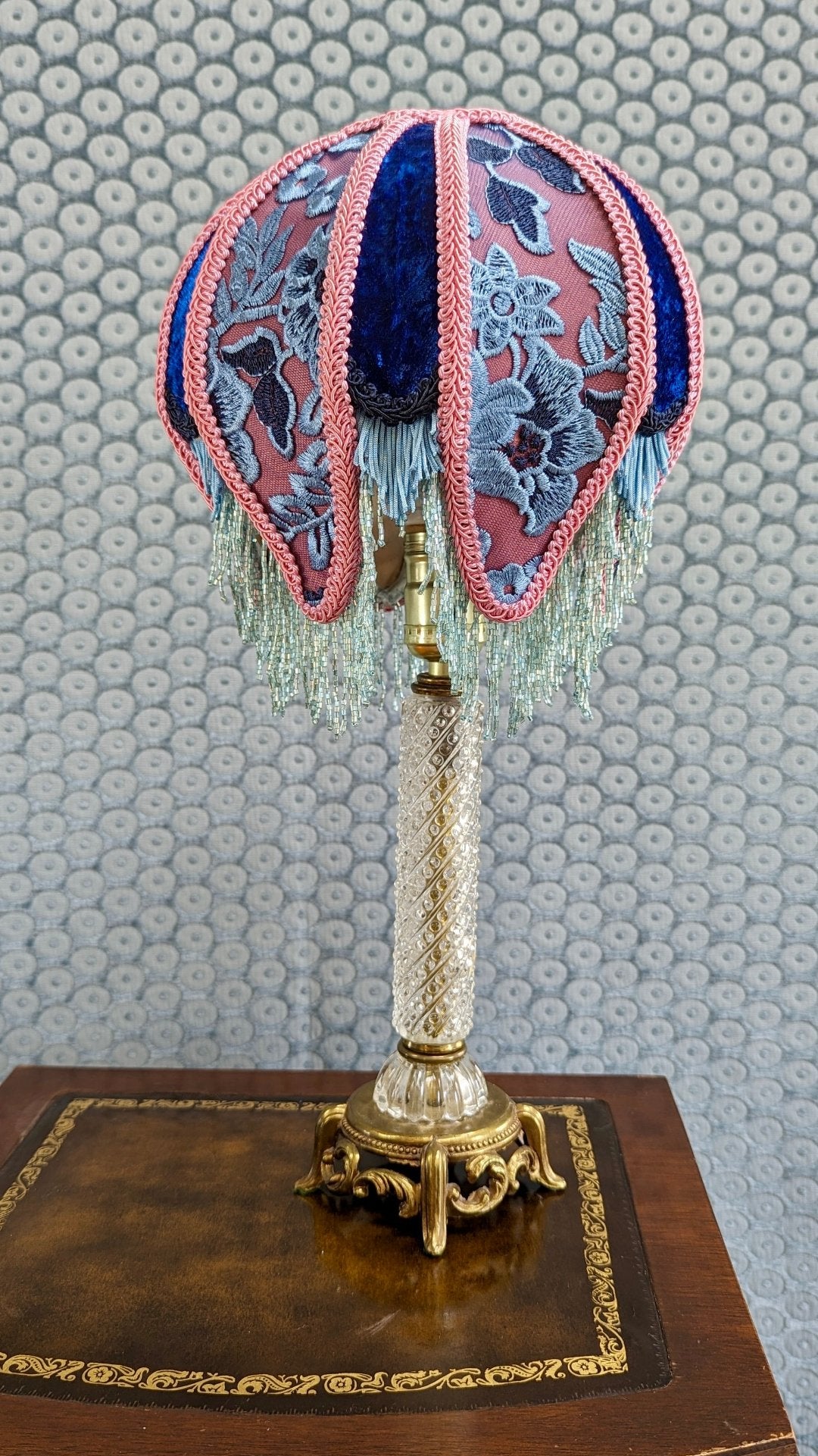 "Angie" - Vintage Bedside Lamp with One-of-a-kind Lampshade