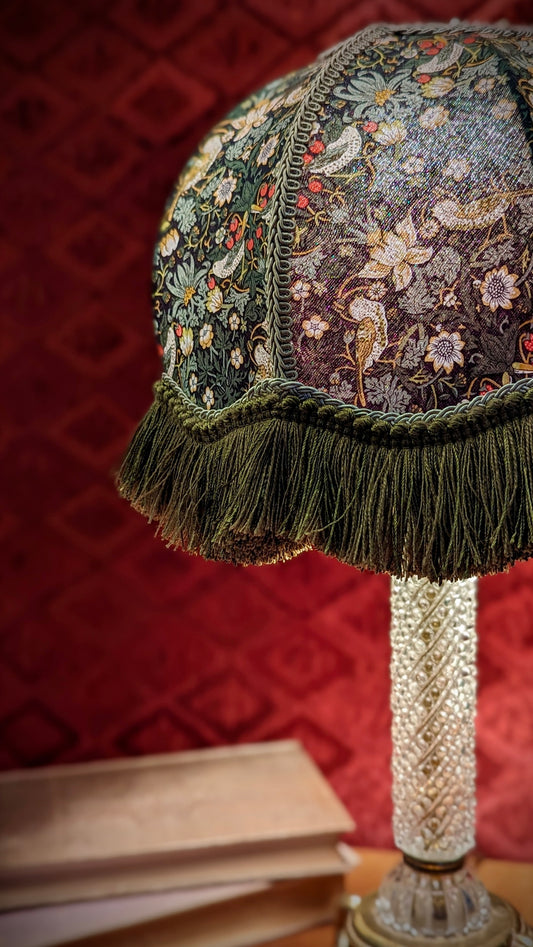 "Leah" - Vintage Bedside Lamp with One-of-a-kind Lampshade