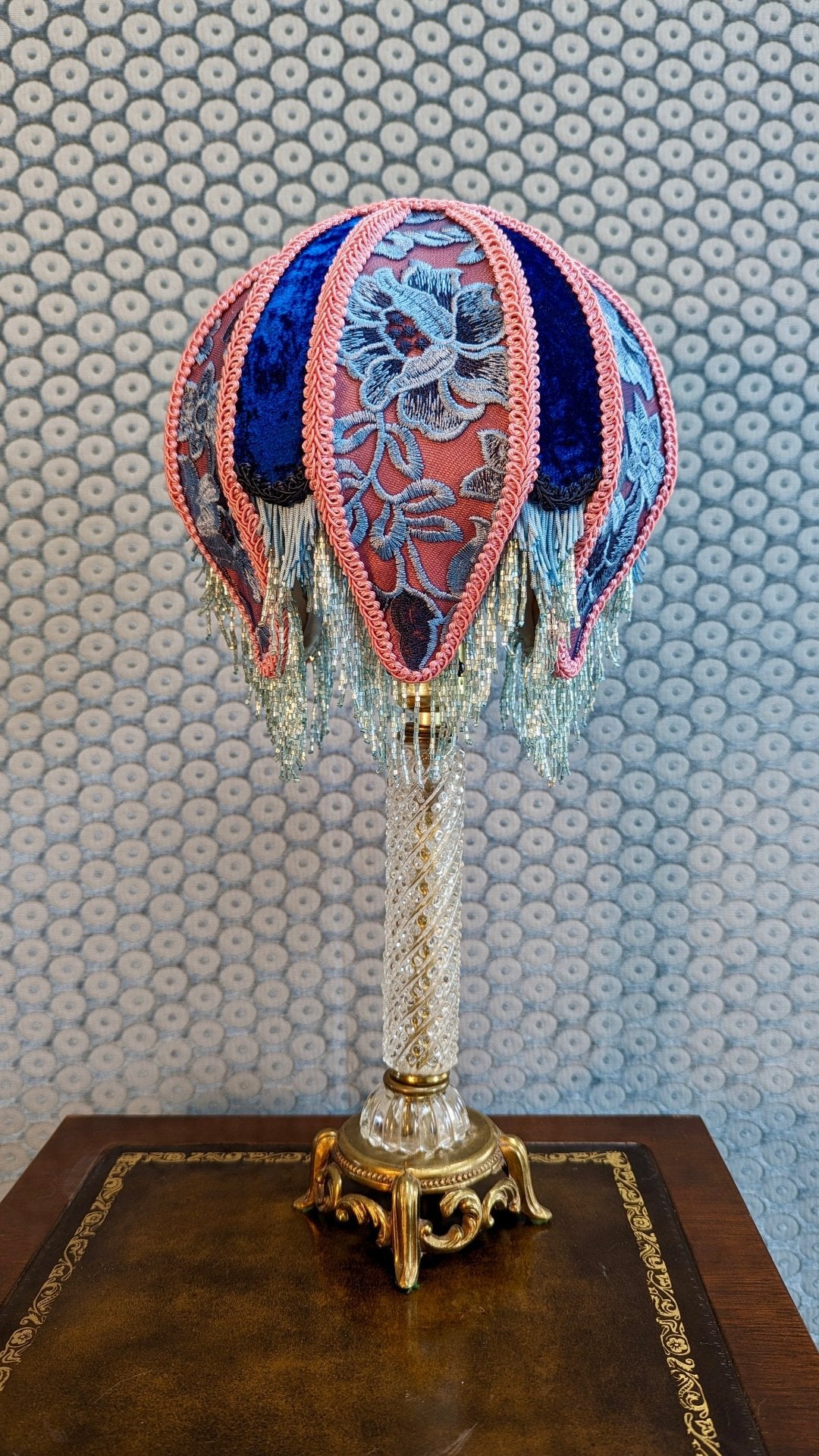 "Angie" - Vintage Bedside Lamp with One-of-a-kind Lampshade