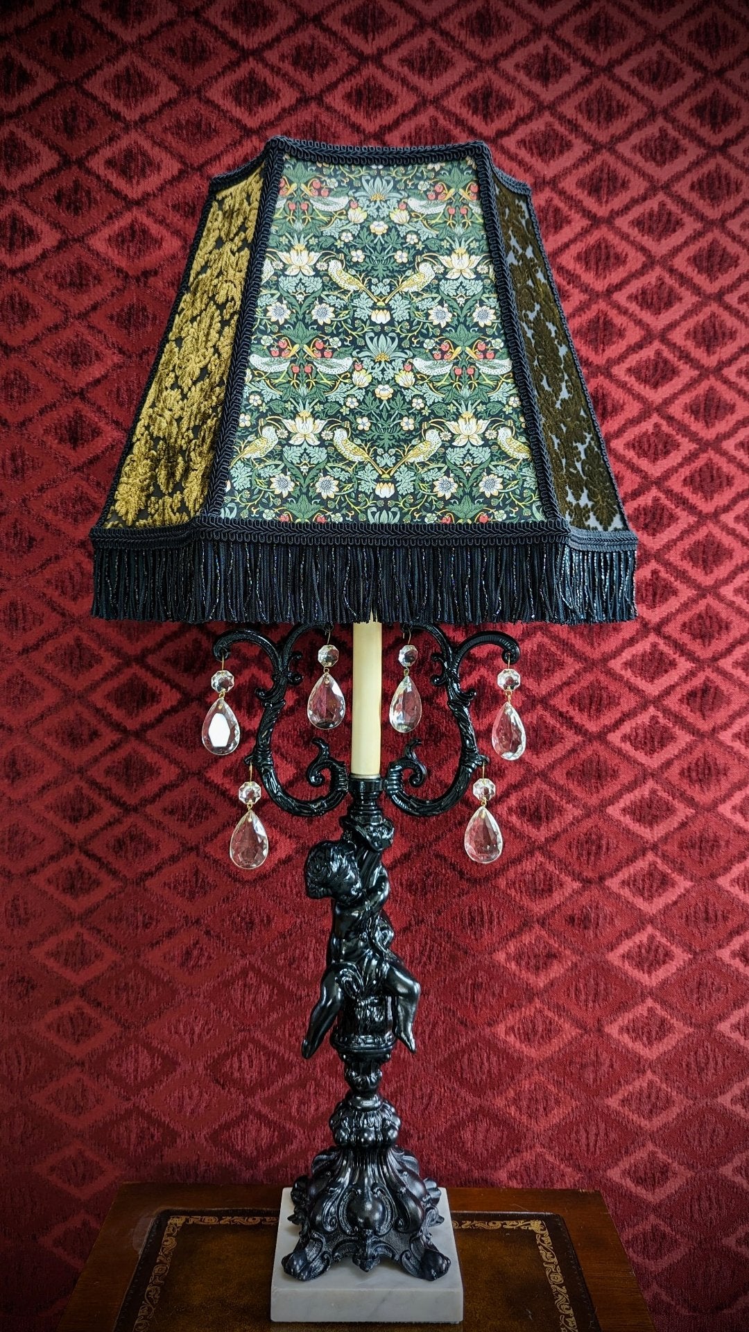 "Kat" - Vintage Table Lamp with One-of-a-kind Lampshade