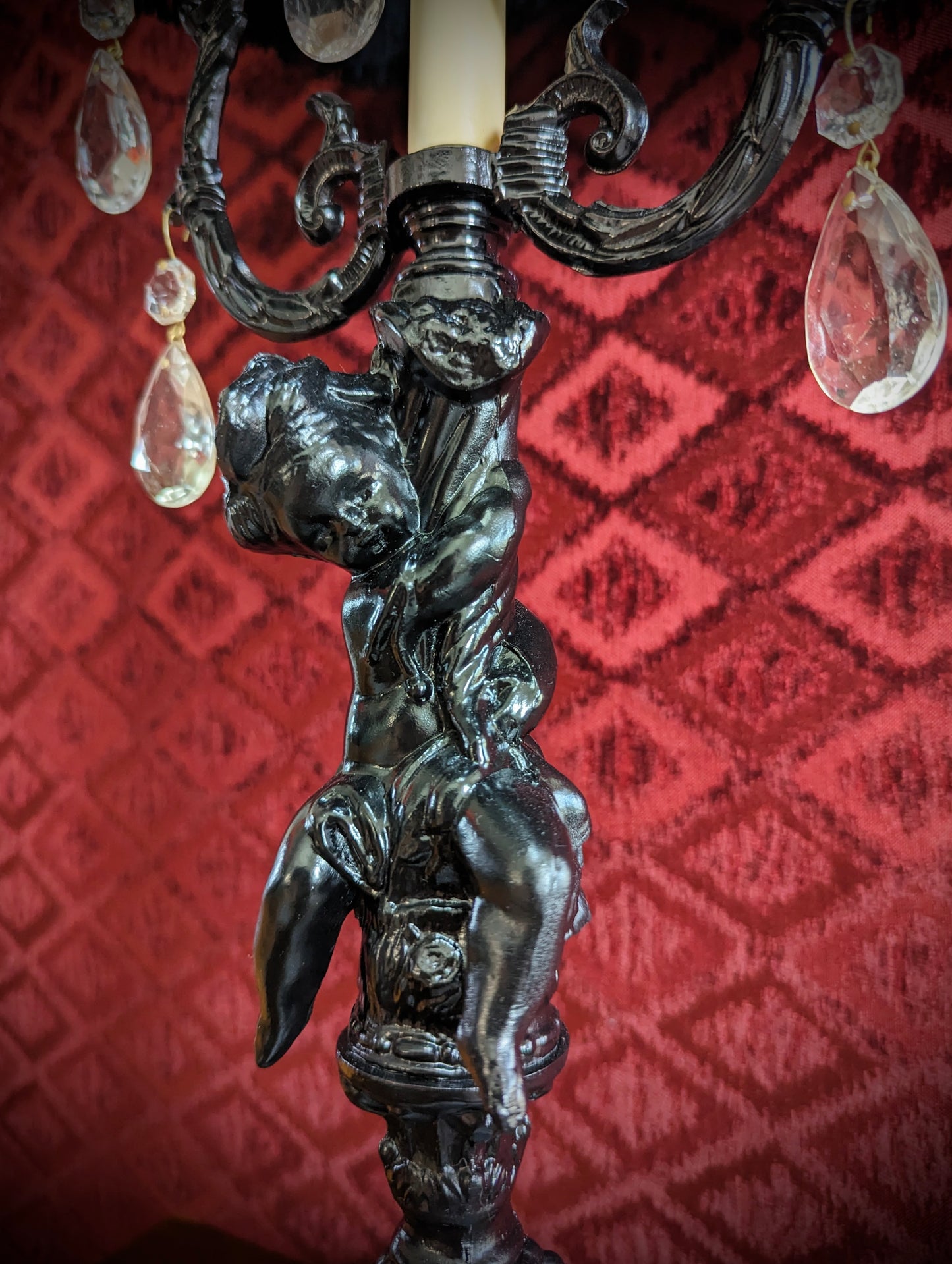 "Kat" - Vintage Table Lamp with One-of-a-kind Lampshade