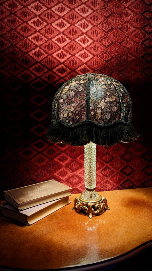 "Leah" - Vintage Bedside Lamp with One-of-a-kind Lampshade