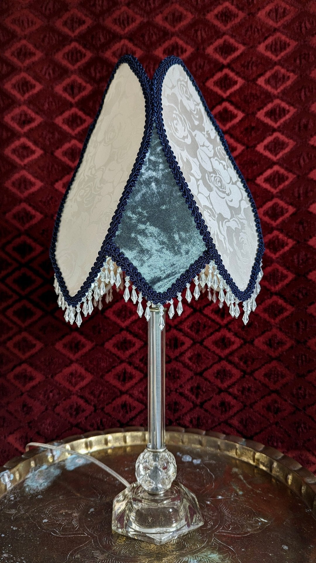 "Rose" - Vintage Bedside Lamp with One-of-a-kind Lampshade